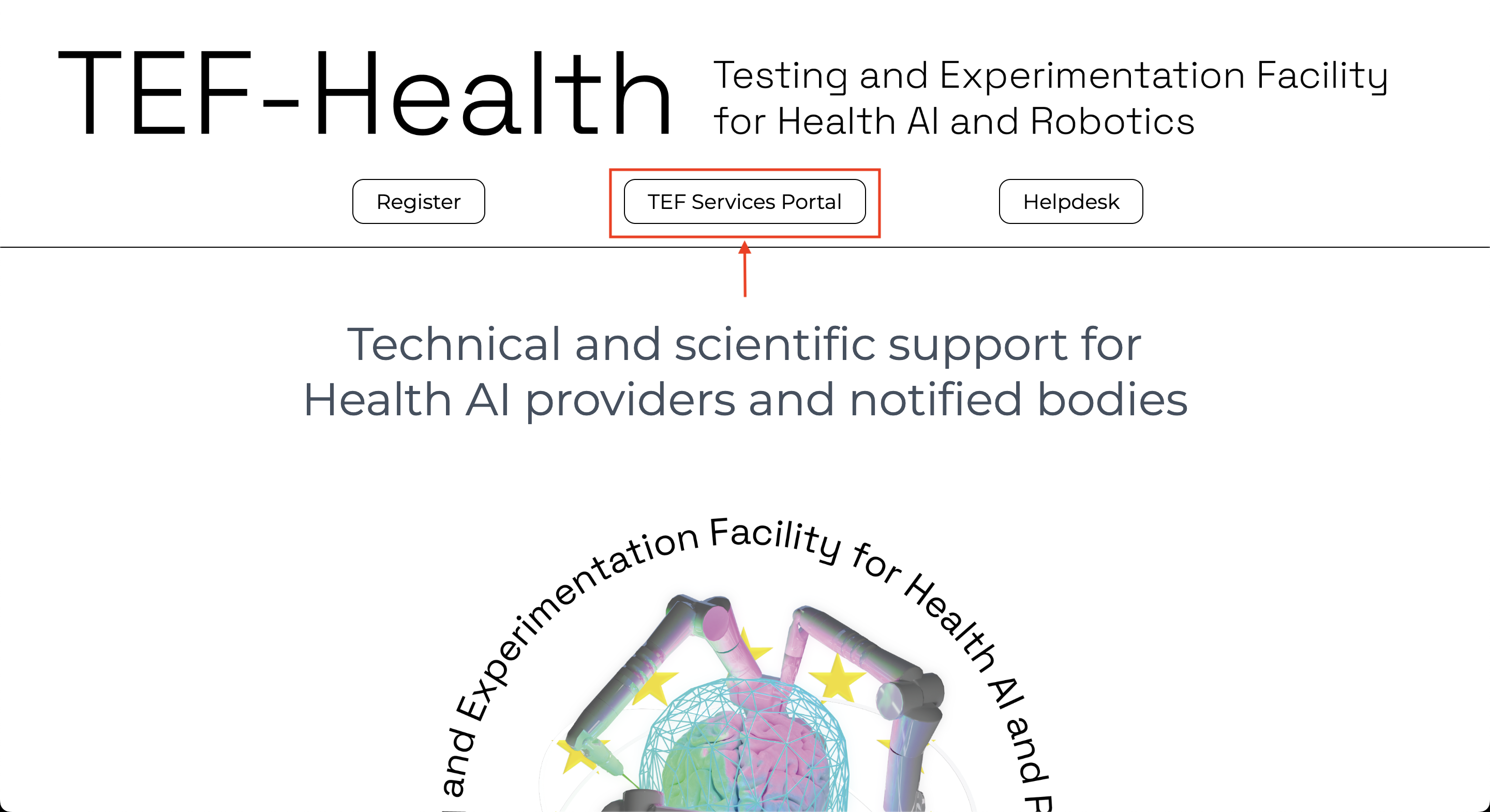 TEF-Health Portal Landing Page